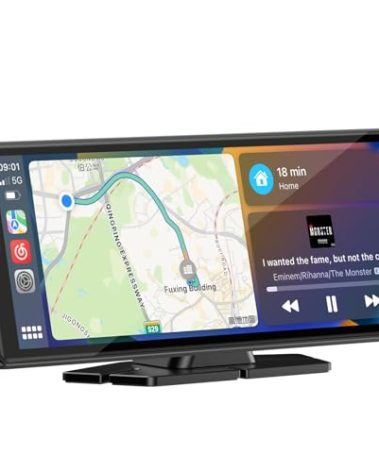 LAMTTO 9.26-inch Wireless CarPlay Screen for Car Compatable with Apple CarPlay& Android Auto,Portable Car Stereo with GPS Navigation,Bluetooth,Mirror Link,Drive Play,Touch Screen for All Vehicles