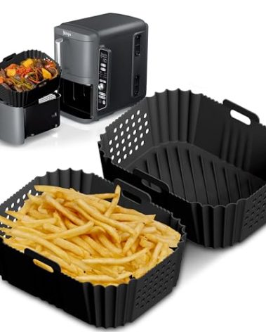 Air Fryer Liners for Ninja Double Stack XL: SL400UK Silicone Liners, Ninja Double Stack Accessories, Ninja Double Stack Air Fryer Liners with Holes, Ninja SL400UKCP Liners by FryEasy [UK Company]