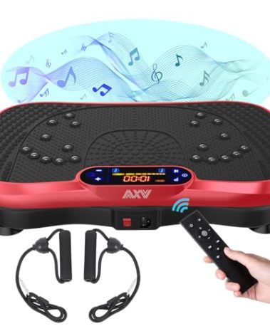 AXV Vibration Plate Fitness Platform Exercise Machine Vibrating Lymphatic Drainage Shaking Full Body Shaker Workout Vibrate Stand Shake Board Sport Gym for Weight Loss Fat Burner for Women Men