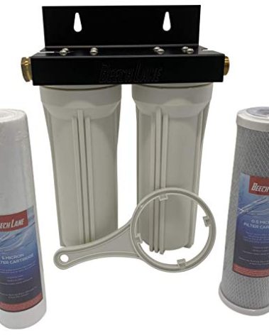 Beech Lane External RV Dual Water Filter System, Leak-Free Brass Fittings, Mounting Bracket and Two Filters Included, Sturdy Construction is Built to Last