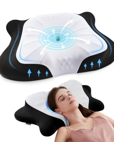 FAIORD Cervical Memory Foam Contour Pillows for Neck and Shoulder Pain, Adjustable Support Side Sleeper Pillows with Cooling Pillow Cases, Bed Pillow for Back Stomach Sleepers Black