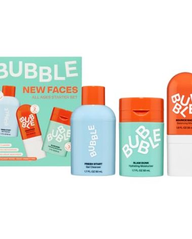 Bubble Skincare New Faces Gift Set - Skincare Set Includes Exfoliating Gel Cleanser, Balancing Facial Toner Mist + Hydrating Face Cream for Dry Skin - Skincare for Teens + Adults