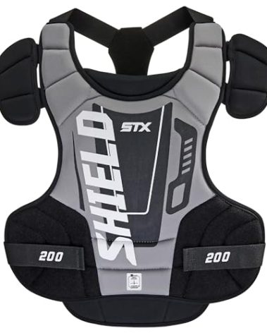 STX Shield 200 Lacrosse Goalie Chest Protector, Black/Gray, Large