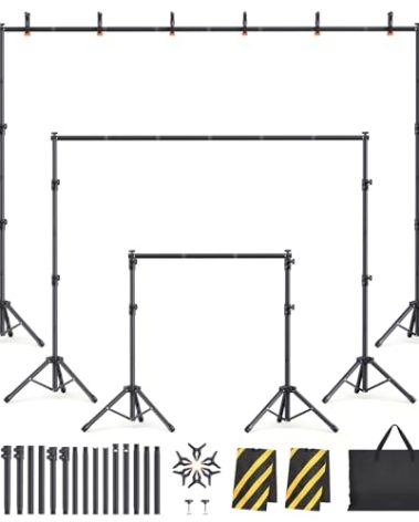 Eocnrhe Backdrop Stand Kit - 6 Widths, 10x7.5ft Adjustable Background Stand for Parties & Studio Photography