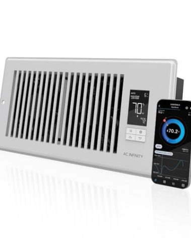 AC Infinity AIRTAP T4 White, Register Booster Fan for 4” x 10” Register Holes, Improves Heating & Cooling Vents, Quiet 10-Speeds, Bluetooth App Control Data Alerts. ONLY FITS 4” x 10” Duct Openings