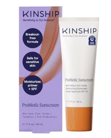 Kinship Zinc Oxide Mineral Sunscreen for Face Self Reflect SPF 32 | Vegan, Reef Safe, Non Toxic Eczema Sunscreen for Sensitive Skin | Sunblock Face Moisturizer with SPF (1.75 oz)