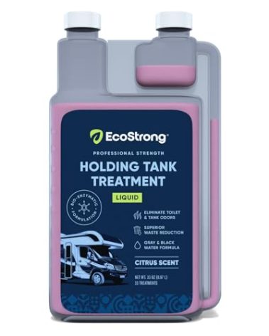 Eco Strong RV Toilet Treatment | RV Black Tank Treatment | RV Holding Tank Digestor, Odor Eliminator, and Cleaner | Perfect for Campers, RVs, Boats, 33 Treatments, Citrus