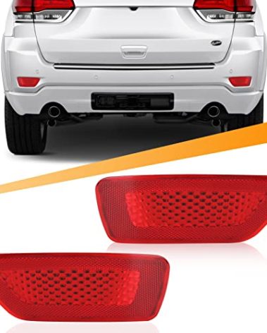 Rear Bumper Reflector Light Lamp Compatible with Jeep Grand Cherokee 2012-2018, Patriot 2013-2017, Dodge Journey 2012-2020 Back Bumper Reflectors Left & Right Red Les Replace # 57010720AC, 57010721AC
