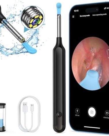 Earwax Camera Ear Camera Otoscope Cleaner, Oxbird 1080P Wireless Ear Wax Removal Kit Smart Ear Cleaner with Camera and Light for iPhone, Ipad & Android Smart Phones (Black)