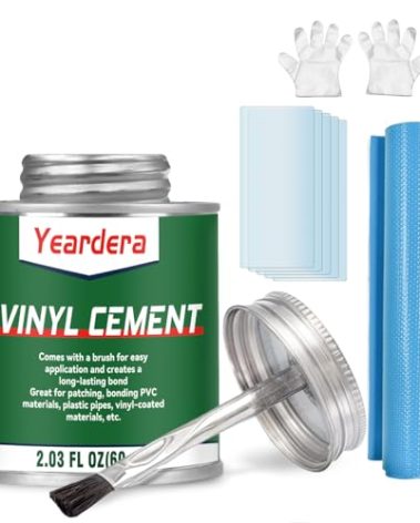 Vinyl Cement, High Strength Vinyl Glue, Waterproof PVC Cement, High Strength Pool Patch Repair Kit Underwater for a Variety of Inflatables, Pool Liners, Tarps, Hot Tubs, Air Mattresses(2.03oz)
