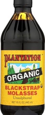 Plantation Blackstrap Molasses, Organic, 15 oz (Pack of 6)