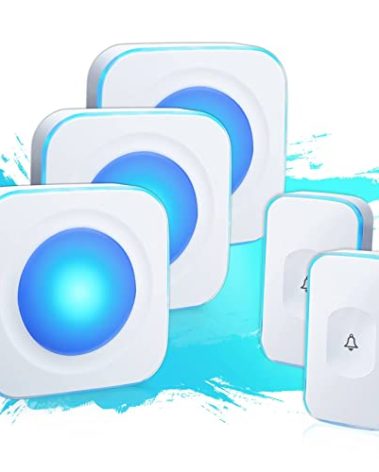 Wireless Doorbells for Home Hearing Impaired Doorbell 2 Buttons & 3 Receivers Flashing Light Wireless Doorbell for Office Classroom Bedroom 1200Ft 36 Ringtones 4 Volume JSIEEM(White)