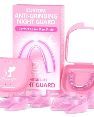 4 Pack Pink Night Guards for Teeth Grinding and Clenching, Women Teeth Grinding Mouth Guard for Sleep with 2 Mirror Cases, Moldable Mouthguard for Women, Adults, Bruxism Relief