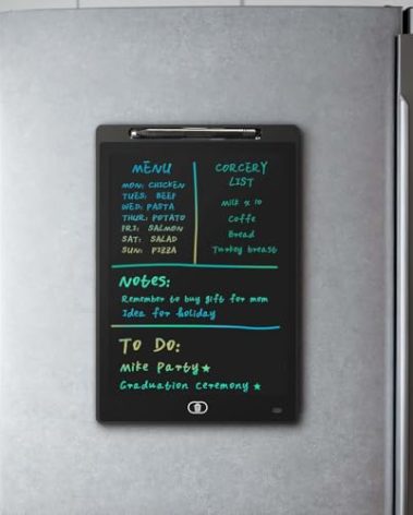 Magnetic Dry Erase Board for Fridge, 9.8”×6.7” Small LCD Writing Tablet Blackboard Grocery to Do List Magnet Pad Black White Whiteboard Adult Chore Chart Refrigerator Digital Notepad Message Center