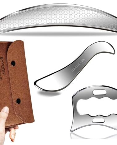 BYYDDIY 3 in 1 Stainless Steel Muscle Scraper Tools Set,Scraping Massage Tools for Physical Therapy,Derma Edge & GuaSha Massage Scraper Tool,IASTM Tools,Guasha Tool for Body