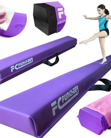 6FT/9FT Folding Balance Beam for Kids ages 3-15- Foldable Gymnastics Floor Beam,Anti-Slip ,Carrying Bag, Faux Suede Covered,EVA foam,Gymnastics Equipment for Kids Training At Home,School,Gym Center