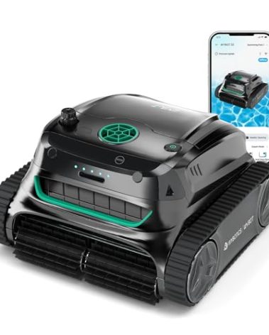WYBOT S2 Cordless Robotic Pool Cleaner, Smart Navigation Inground Pool Vacuum Lasts 210 Mins, Wall Climbing & Waterline Cleaning for Pools up to 3229 Sq.ft, Switch/App Mode, Dual Filtration