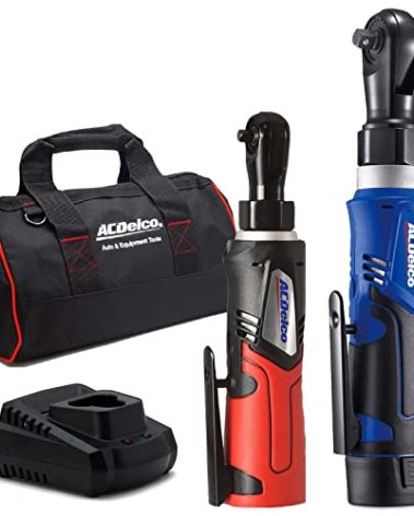 ACDelco ARW1209-K9 G12 Series 12V Lithium-Ion Battery And Charger Cordless 1/4” & 3/8” Ratchet Wrench Combo Tool Kit with Canvas Bag