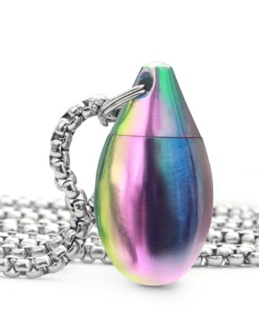 KCFEV Pill Holder Necklace Nitro Pill Case Titanium Pill Container Necklace for Men Women Christmas Gifts Stocking Stuffers Waterproof Pill Holder Emergency Aspirin Small Pill Box W/Chain Tiny Fob