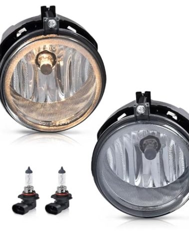 PIT66 Front Bumper Fog Lights Assembly Compatible with 2006-2009 Dodge Charger/Compatible with 2008-2010 Dodge Challenger with Bulbs Bumper Driving Fog Lamps Smoky Lens