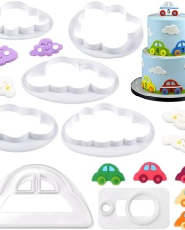 Cloud Cookie Cutter,Fluffy Cloud Fondant Cutter Car Cookie Cutters Cake Mold Sugar Craft Mold Cake Decorating Tools 7pcs