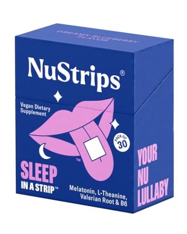 NuStrips™ Fast-Dissolving Sleep Strips with 5mg Melatonin, Valerian Root, L-Theanine & Vitamin B6 – Natural Sleep Aid, Vegan, Non-GMO, Gluten Free – Fall Asleep Fast, Wake Up Refreshed – 30 Strips