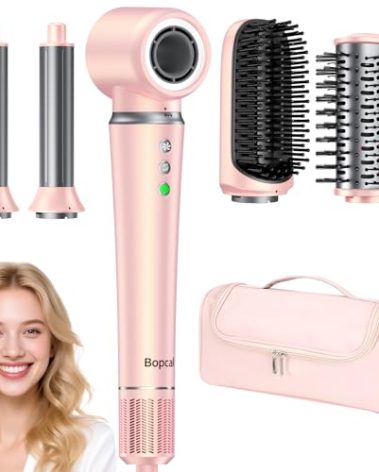 5 in 1 Air Wrap Hair Styler with Travel Bag- Professional Frizz-Free Auto Wrap Curler, High-Speed Hair Dryer, Straightening & Blow Dryer Brush for Multiple Styling, No Heat Damage, Gift for Women