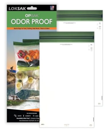 LOKSAK - OPSAK Odorproof Dry Bags for Backpacking, Hiking and Storage- Resealable and Reusable Storage Bags (2 Pack - 12 Inch x 20 Inch)