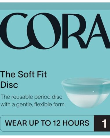 Cora Soft Fit Disc | Reusable Period Disc | Soft Menstrual Disc | Up to 12-Hours | Sustainable Alternative to Tampons/Pads | for Light or Heavy Flows | Bladder Sensitivities | Medical Grade Silicone…