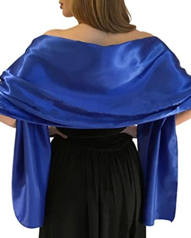 MLMW Royal Blue Shawl Wraps for Women Evening Dresses Formal Satin Shawl Wraps Dressy Extra Long for Wedding Party Bridesmaid Bridal Baby Shower Anniversary
