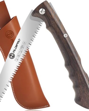 ALDIPRO 7" Professional Folding Hand Saw - SK5 High Carbon Steel Blade, Ergonomic Wenge Wood Handle, Leather Sheath | Survival Saw for Camping, Bushcraft, Pruning & Tree Trimming with Secure Lock