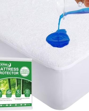 RV Short King Size Mattress Protector Waterproof,Smooth Top Mattress Protector for Kids,Breathable Skin Friendly and Noiseless Fitted Sheet,Viscose Terry Mattress Cover