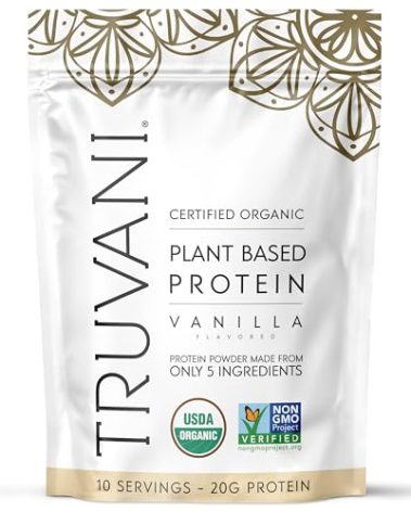 Truvani Vegan Pea Protein Powder | Vanilla | 20g Organic Plant Based Protein | 10 Servings | Keto | Gluten & Dairy Free | Low Carb | No Added Sugar