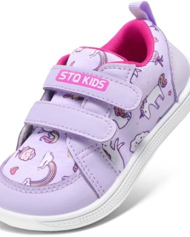 STQ KIDS Toddler Girl Shoes Wide Toe Box Barefoot Shoes Lightweight Kid Tennis Sneakers Non-Slip Zero Drop First Walking Running Shoe Outdoor Indoor Activities Purple Little Kid Size 11