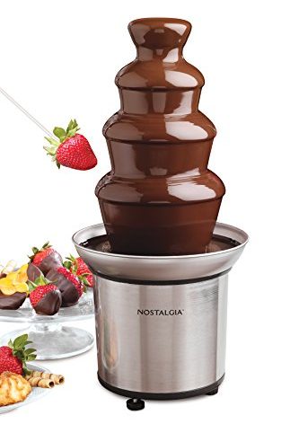 Nostalgia 4 Tier Electric Chocolate Fondue Fountain Machine for Parties - Melts Cheese, Queso, Candy, and Liqueur - Dip Strawberries, Apple Wedges, Vegetables, and More - 32-Ounce - Stainless Steel