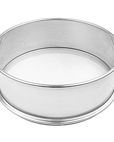 Vollum Stainless Steel Flour Sifter Fine Mesh Round Flour Sifter for Baking 16.5" Diameter x 2.88" High; Mesh-Hole Size 0.6mm