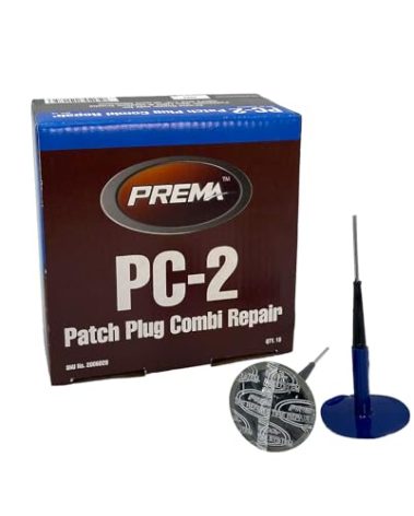 PREMA PC-2 Combi 1/4 inch Tire Repair Units w/Wire Lead- Tire Patch and Plug Combination Unit for Permanent Flat Tire Repair. Box of 15 Units. Use in Automotive, Truck, Agricultural Farm Tire Repair