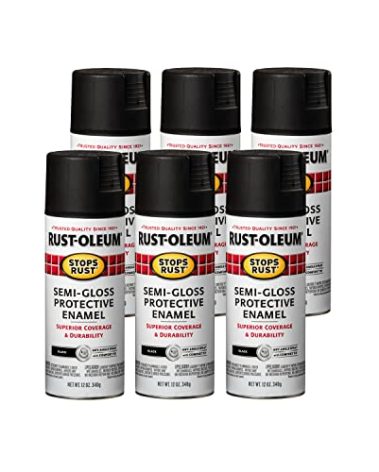Rust-Oleum 7798830-6PK Stops Rust Spray Paint, Semi-Gloss Black, 12 Ounce (Pack of 6)