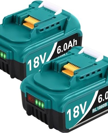 Twupixy 2Pack 18-Volt Replace for Makita 18V Battery BL1860B, Replacement Batteries Compatible with Makita BL1860 BL1820 1830B 1840B 1850B, Fit with Original makita 18V Battery Chargers