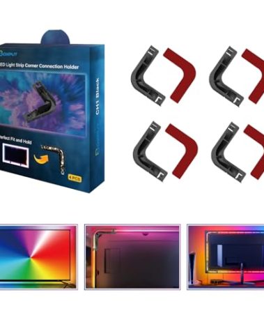 BOXPUT LED Light Strip Corner Connectors TV LED Light Corner Brackets 90 Degree Mounting Clips Holder Gapless Connectors for 8mm-12mm LED Strip Lights CH1 (Black)