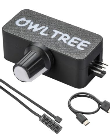 4 Pin 12V PWM Fan Controller with Type C USB Power Cable and 4Pin 5 Way PWM Fan Splitter Hub,PWM Fan Speed Controller with 15-18W, 1.2-1.5A Output, 5V Input
