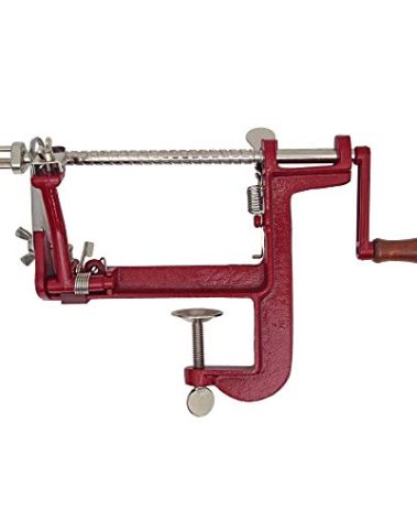 Johnny Apple Peeler, Heavy Duty Cast Iron Peeler with Stainless Steel Corer Slicer and Peeler Blades and a Strong Clamp Base, Apple Pie or Apple Crisp Maker