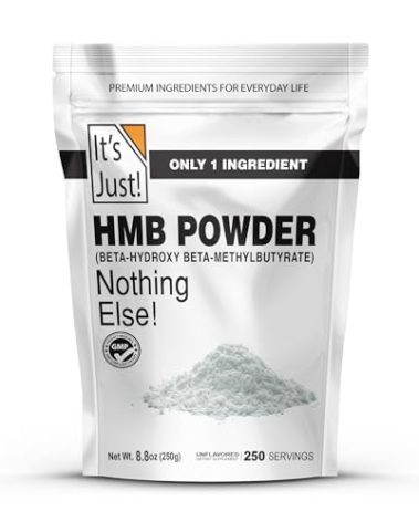 It's Just! - HMB Powder, 250g, Beta-Hydroxy Beta-Methylbutyrate, as Calcium HMB, Batch Tested Gluten Free, Non-GMO, Heavy Metal Tested, Keto Friendly (Unflavored, 250g)