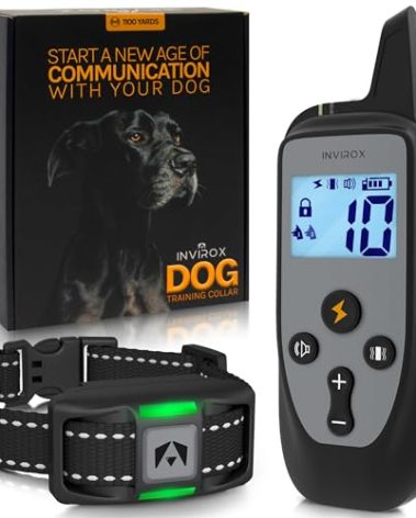 INVIROX Dog Training Collar [2025 Edition] 123 Levels 1100yd Range E Collar for Dogs Training 100% Waterproof Rechargeable, Dog Shock Collar with Remote Control