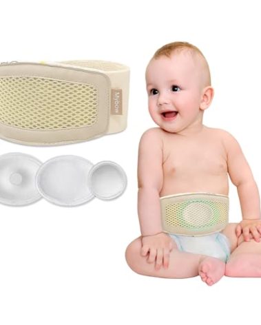 Mybow Umbilical Hernia Belt Baby, Infant Belly Button Band, Umbilical Cord Cover for Newborn Abdominal Binder, Hernia Support Truss, Belly Button Shaper, Adjustable Navel Band with 3 Compression Pad