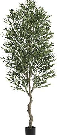 VIAGDO Artificial Olive Tree 7ft Tall Fake Potted Olive Silk Tree with Planter Large Faux Olive Branches and Fruits Artificial Tree for Home Office Living Room Decor Indoor, 2232 Leaves