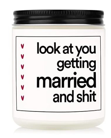 BaubleDazz Funny Wedding Gifts, Bachelorette & Bridal Shower Gift for Bride, 7oz Lavender Scented Soy Wax Candle, Bride to Be, Engagement Gifts for Couples