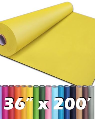 PerkHomy 36" x 2,400" (200') Lemon Yellow Kraft Paper Roll for Craft Bulletin Board Paper Art Table Covering Crafting Gift Wrapping Bouquet Packing Parcel 80GSM 55LB (Lemon Yellow, 36" x 200')