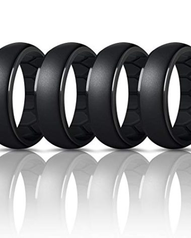 Forthee Silicone Wedding Ring for Men, Breathable Airflow Inner Curve, Mens' Rubber Wedding Engagement Bands for Crossfit Workout, Size 11