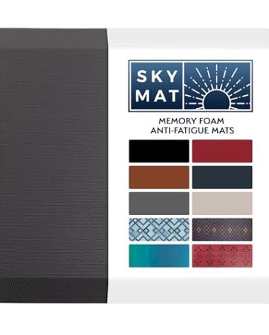 Sky Solutions Anti Fatigue Floor Mat - 3/4" Thick Cushioned Kitchen Rug, Standing Desk Mat - Comfort at Home, Office, Garage - Non Slip, Durable and Stain Resistant (20" x 32", Gray)